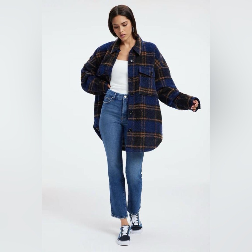 NWT Good American women’s plaid oversized shacket size 5/6 - Picture 3 of 15